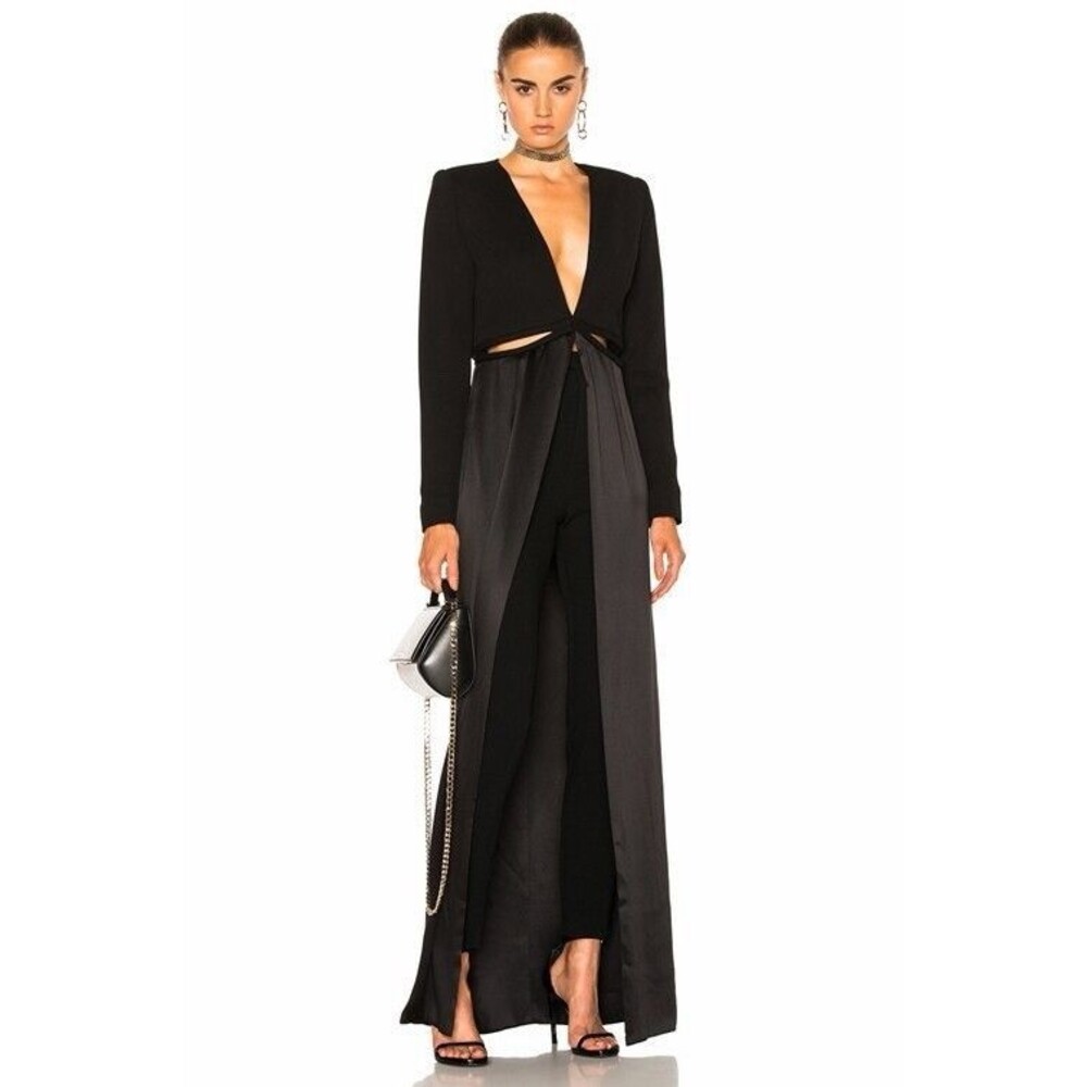 Brandon Maxwell Cut Out Coat Top In Black Size 10 MSRP $2795 Silk Evening Coat
